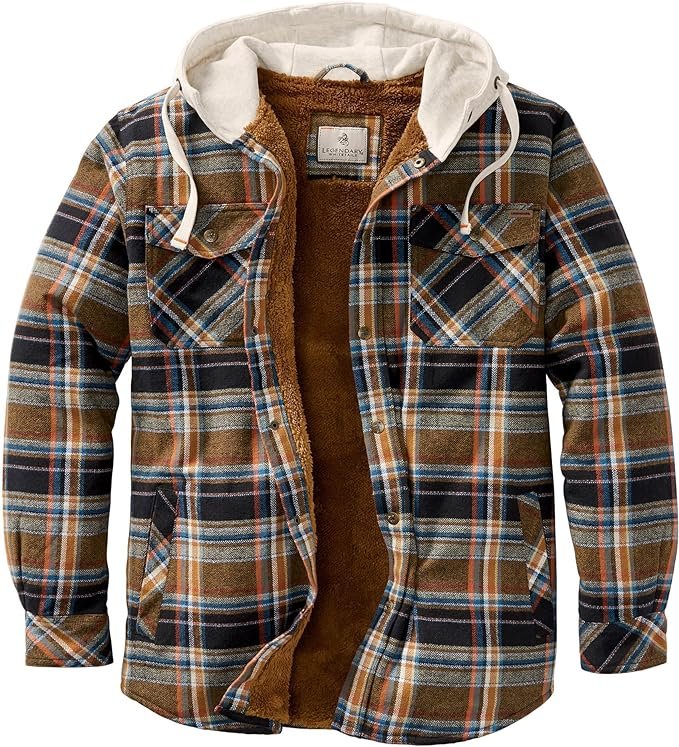 Legendary Whitetails Men's Hooded Shirt Jacket Plaid Flannel Berber Lined Polyfill Insulated - Product image